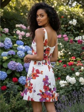 Jones wear Spring Girly floral Bonded Fit and flare Cotton Dress